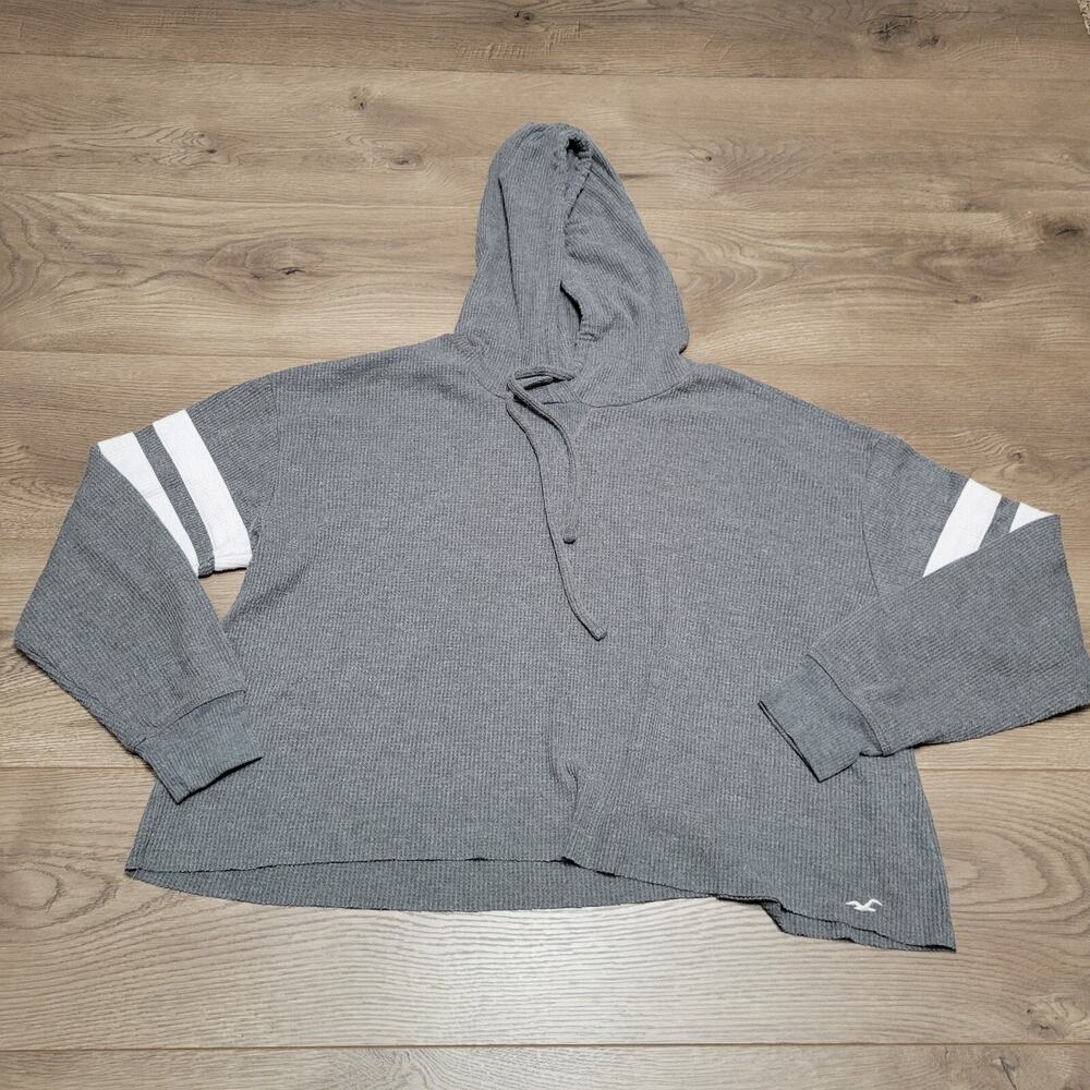 Hollister Gray Hoodie with White Stripes
